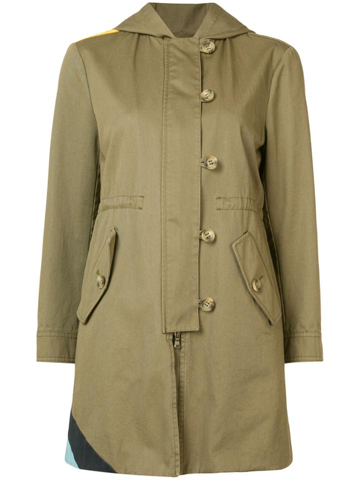 Red Valentino Wave Detail Parka Coat - Green