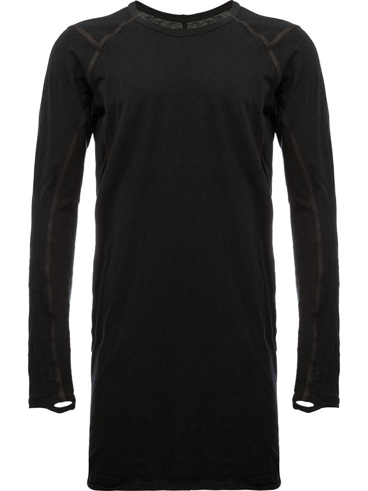 Isaac Sellam Experience Leather Trim T-shirt, Men's, Size: Medium, Black, Cotton/calf Leather