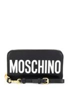 Moschino Logo Print Zipped Wallet - Black