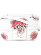 Alexander Mcqueen Insignia Poppy Print Crossbody Bag - White