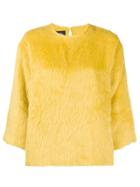 Rochas Round Neck Furry Sweatshirt - Yellow & Orange