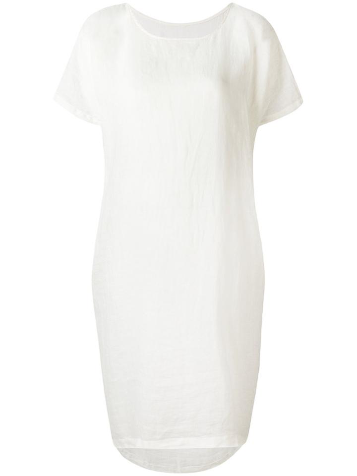 Black Crane - Pleated Cocoon Dress - Women - Linen/flax - S, White, Linen/flax