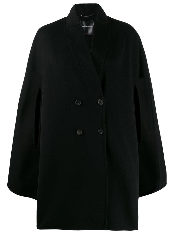 Ermanno Scervino Sleeveless Cape Coat - Black