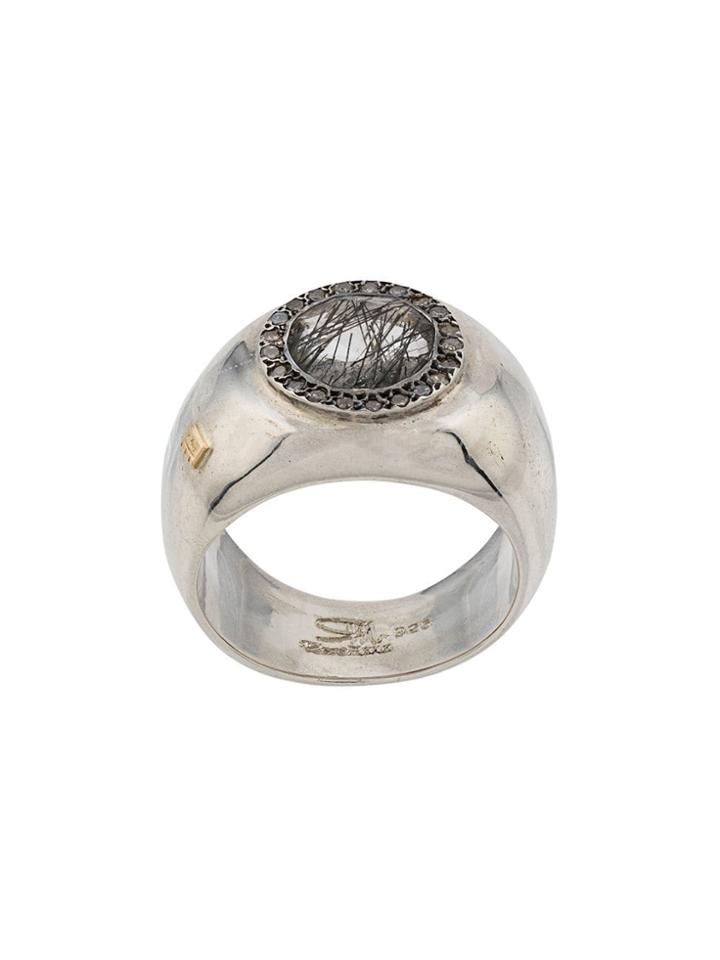 Rosa Maria Embellished Signet Ring - Silver