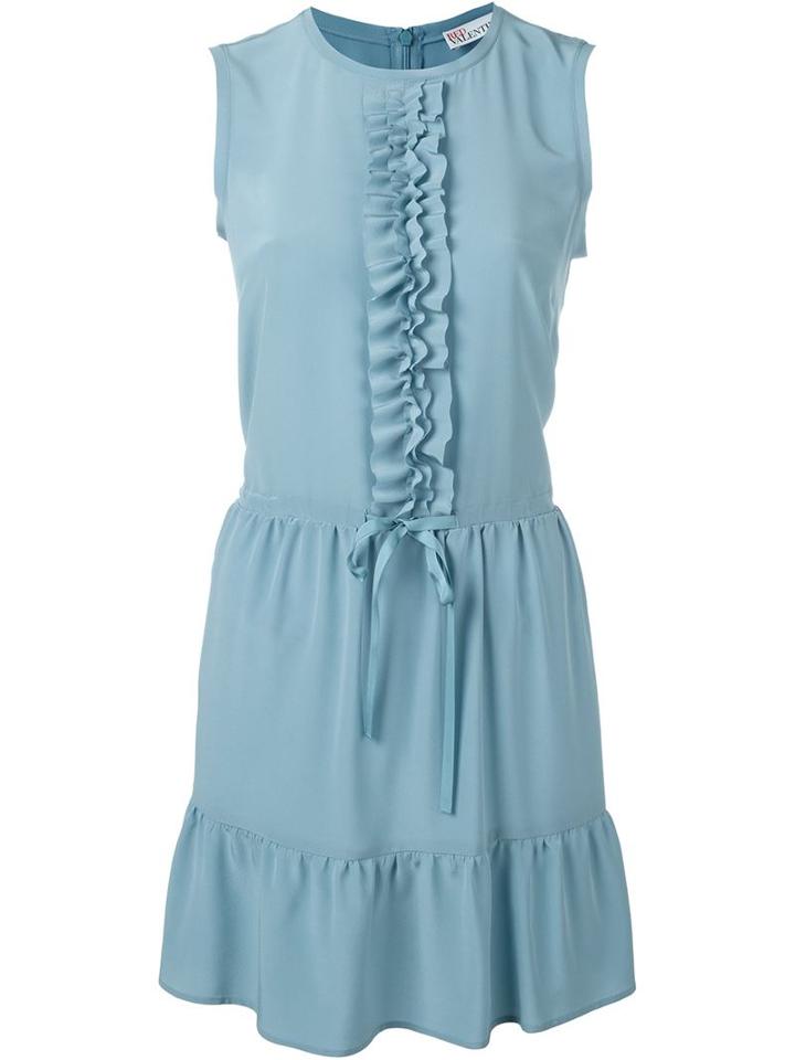 Red Valentino Ruffle Front And Hem Tie Waist Dress