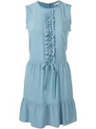 Red Valentino Ruffle Front And Hem Tie Waist Dress