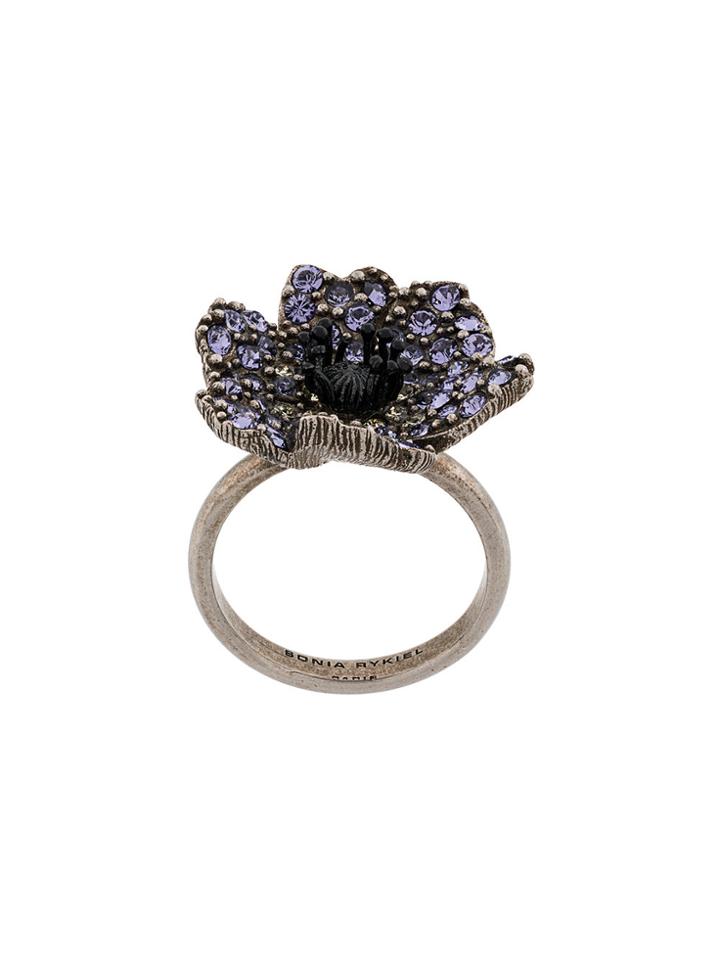Sonia Rykiel Crystal Poppy Ring - Metallic