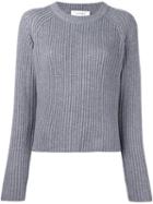Carven Ribbed Cropped Jumper, Women's, Size: Medium, Grey, Cotton/nylon/viscose/lambs Wool