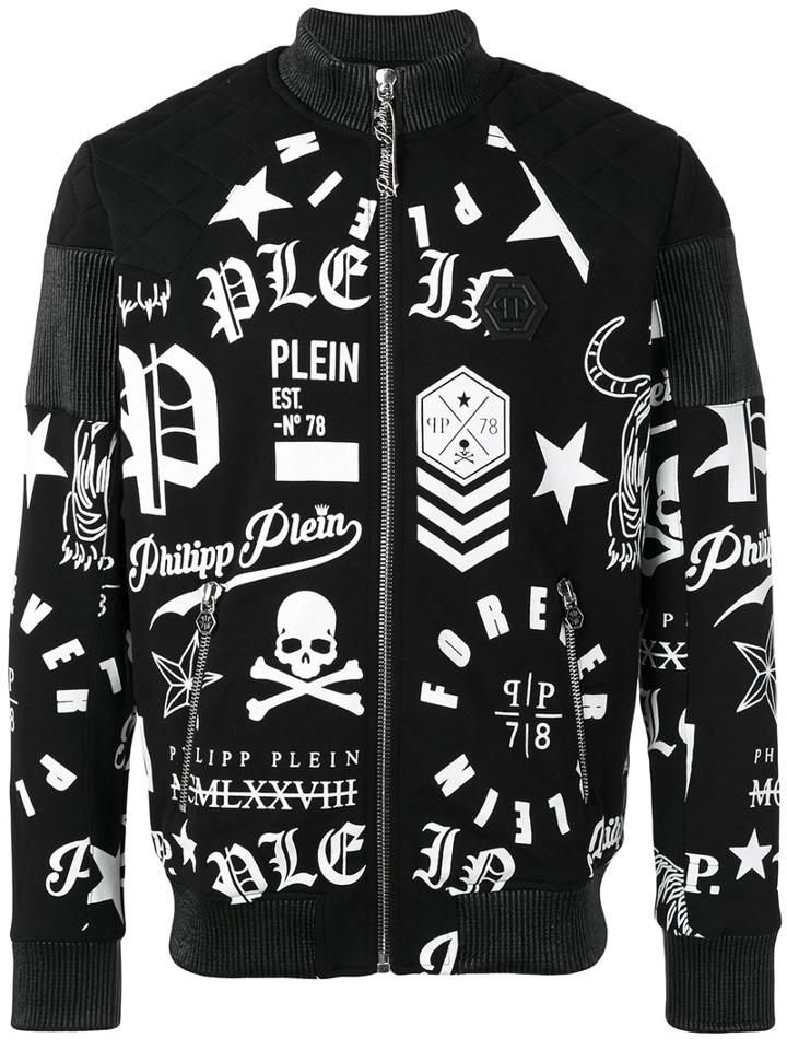 Philipp Plein - Red Line Bomber Jacket - Men - Cotton/polyester/polyurethane - S, Black, Cotton/polyester/polyurethane