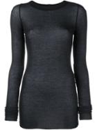 Rick Owens Ribbed Long Sleeve Top, Women's, Size: 40, Black, Silk/viscose