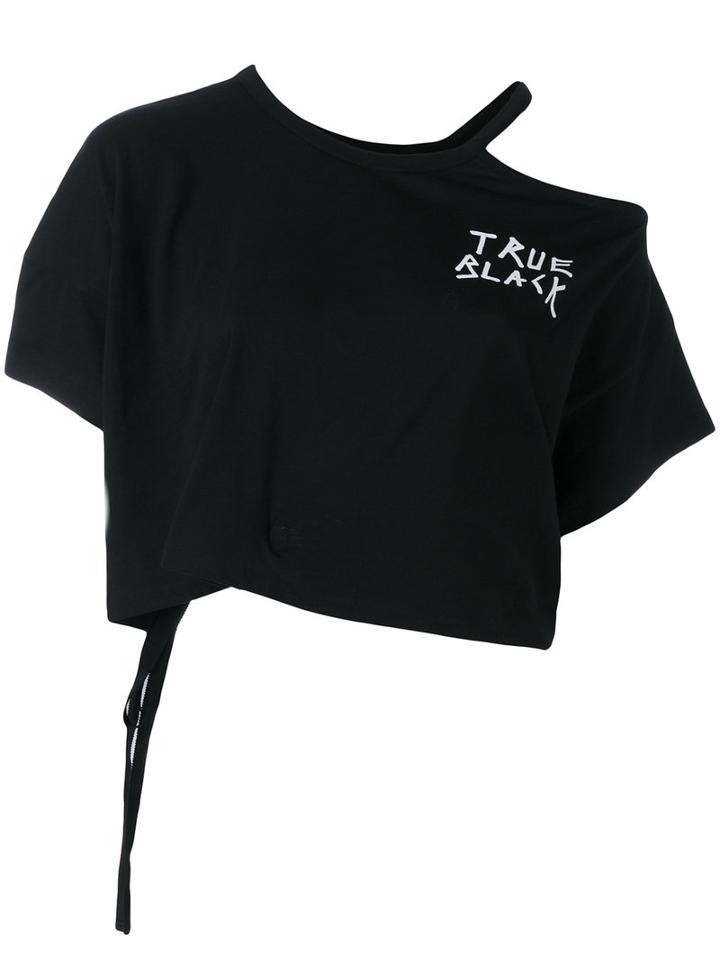 Ann Demeulemeester - 'true Black' Cropped T-shirt - Women - Cotton - 40, Women's, Black, Cotton