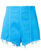 Msgm Denim High Waist Shorts - Blue