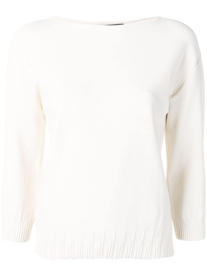 Roberto Collina Ribbed Hem Jumper - Neutrals