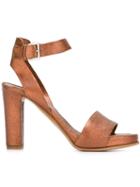 Roberto Del Carlo Chunky Heel Sandals, Women's, Size: 37.5, Grey, Calf Leather