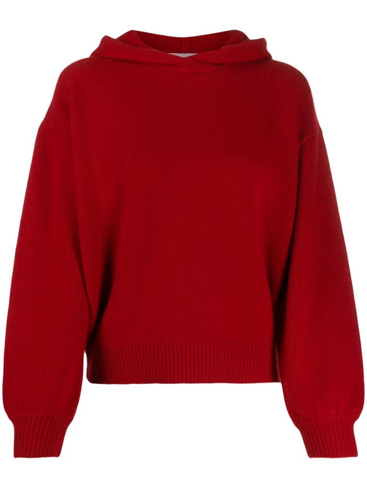 Pringle Of Scotland Cropped Volume Sleeve Hoodie - Red