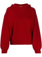 Pringle Of Scotland Cropped Volume Sleeve Hoodie - Red