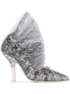Midnight 00 Polka-dot Ruffle 105mm Pumps - Black