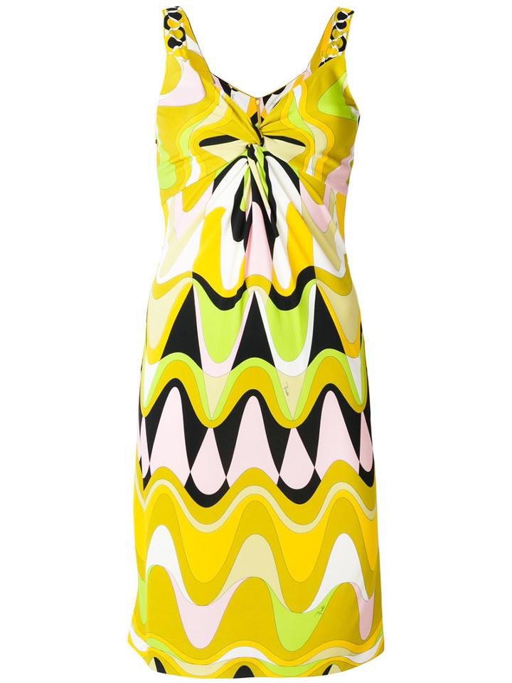Emilio Pucci - Patterned Fitted Dress - Women - Silk/rayon - 44, Yellow/orange, Silk/rayon