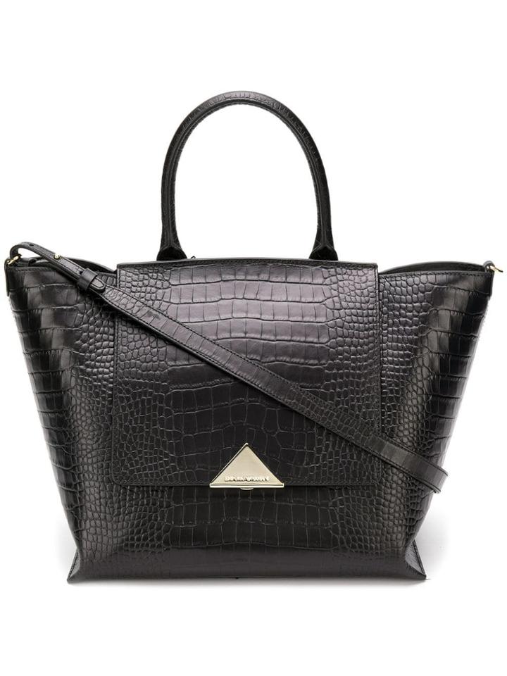 Emporio Armani Crocodile Embossed Tote - Black