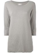 Labo Art - 'kai' Cropped Sleeve Top - Women - Linen/flax/spandex/elastane - 3, Grey, Linen/flax/spandex/elastane