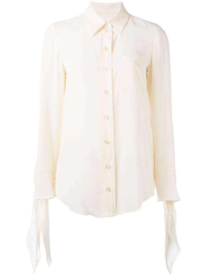 Chloé - Tie Sleeve Blouse - Women - Silk - 42, Nude/neutrals, Silk