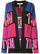 Msgm Oversized Intarsia Knit Cardigan - Pink & Purple