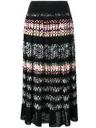 Missoni Pleated Zig-zag Stripe Skirt, Women's, Size: 42, Black, Cotton/viscose/polyester/spandex/elastane