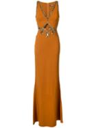 Roberto Cavalli - Bead Embellished Gown - Women - Silk/spandex/elastane/viscose - 42, Brown, Silk/spandex/elastane/viscose