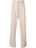 Gmbh Pleated Trousers In Hammer Jacquard W Adjustables Beige - Grey