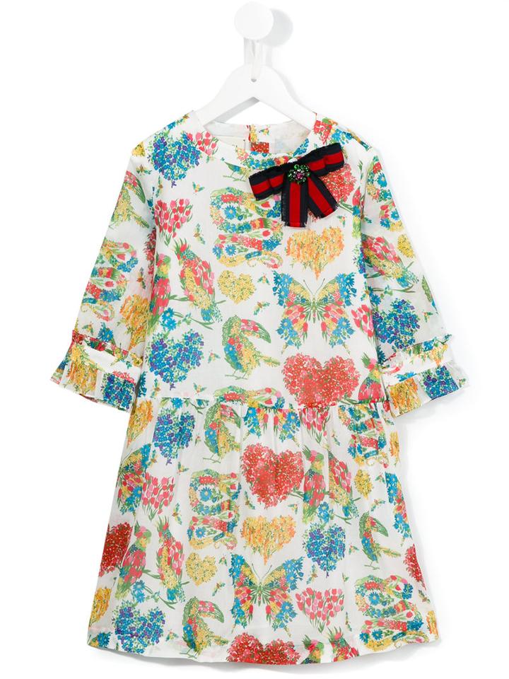 Gucci Kids Floral Print Dress, Girl's, Size: 12 Yrs, White