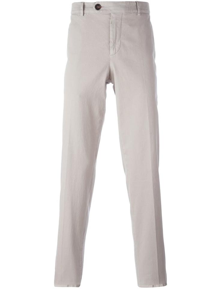 Brunello Cucinelli Slim-fit Chino Trousers, Men's, Size: 50, Grey, Spandex/elastane/polyester/cotton