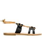 Solange Sandals Multi-strap Ankle Tie Sandals - Black