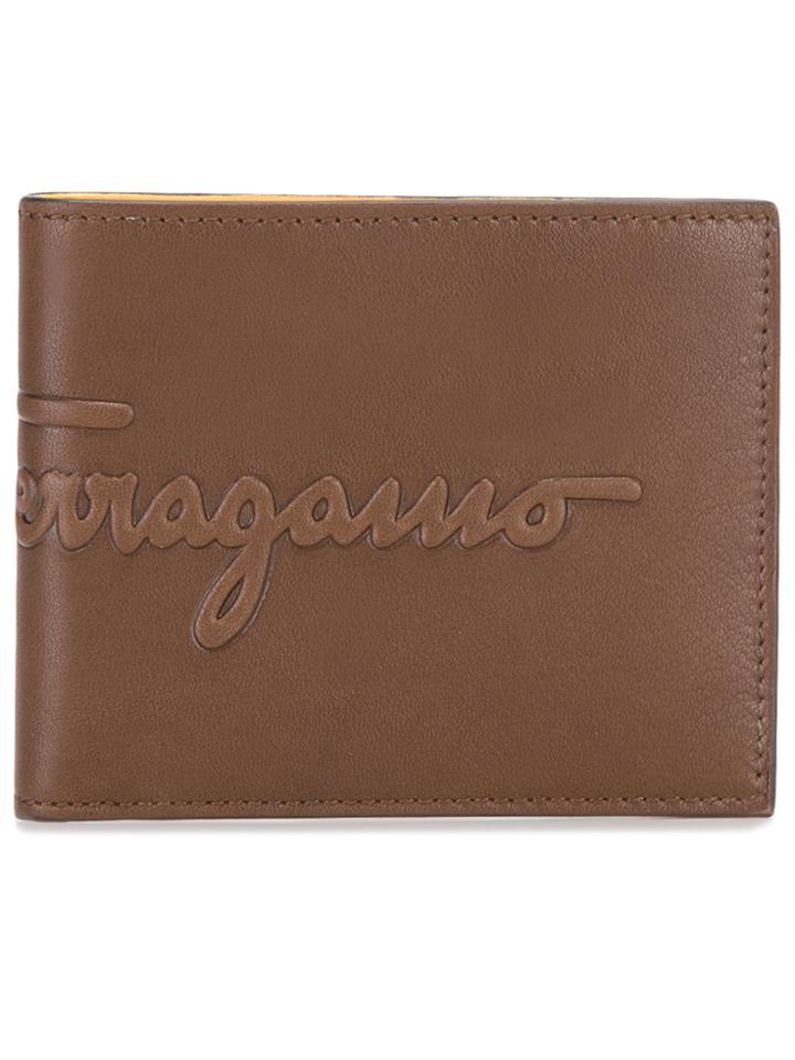 Salvatore Ferragamo Embossed Logo Bi-fold Wallet - Brown