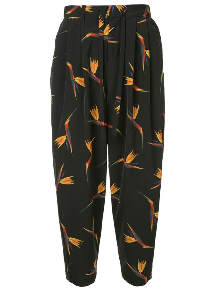 Kazuyuki Kumagai Bird Of Paradise Pattern Trousers - Black