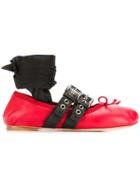 Miu Miu Buckle Ballerina Shoes - Red