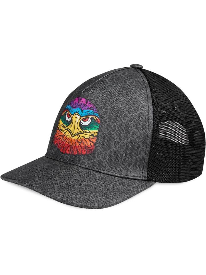 Gucci Gg Supreme Baseball Hat With Eagle - Grey