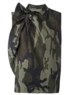 Mm6 Maison Margiela Camouflage Print Blouse, Women's, Size: 40, Green, Cotton