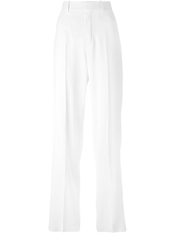 Chloé - Straight Leg Trousers - Women - Silk/acetate/viscose - 40, White, Silk/acetate/viscose