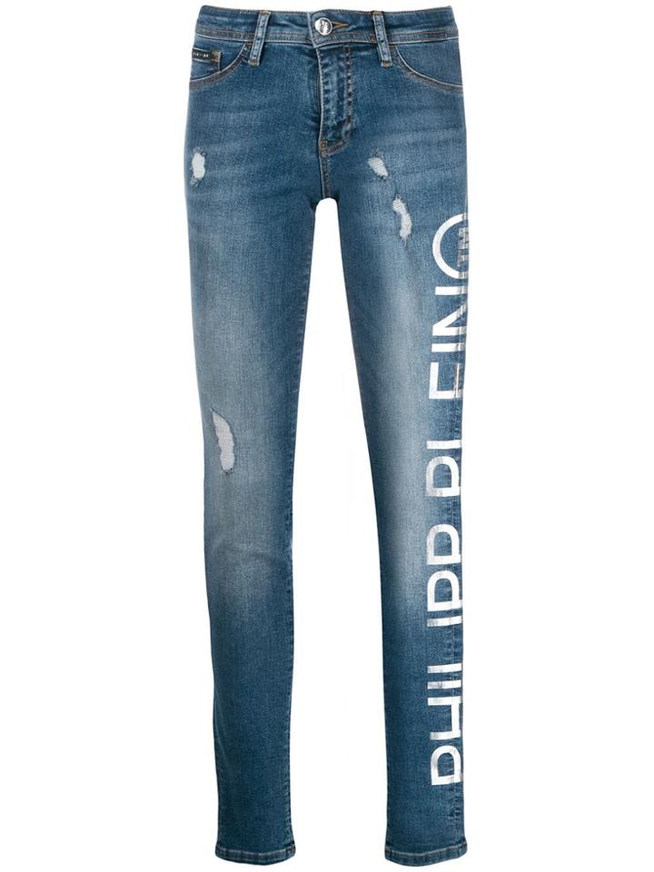 Philipp Plein Contrast Logo Jeans - Blue
