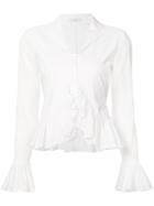 Tome - Frill-trim Knitted Top - Women - Cotton - Xs, White, Cotton