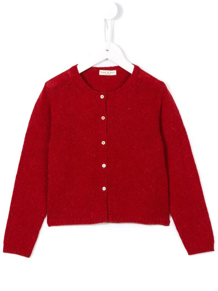 Babe And Tess Crew Neck Cardigan, Girl's, Size: 10 Yrs, Red