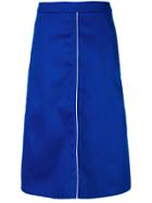 Walk Of Shame Raw Hem Midi Skirt - Blue