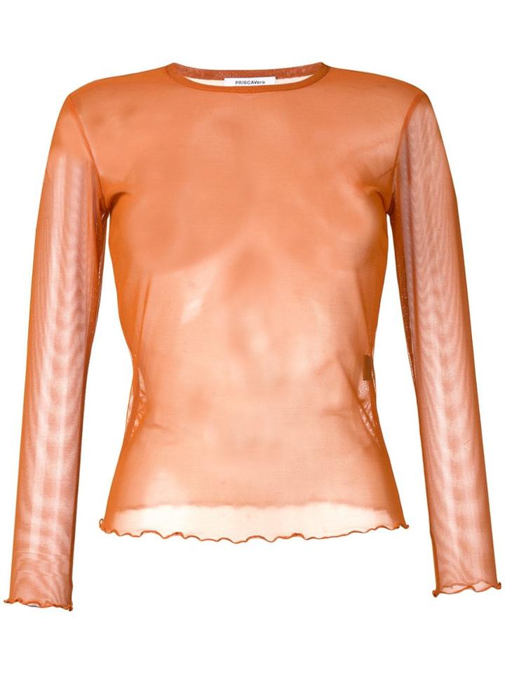 Priscavera Sheer Mesh Shirt - Brown