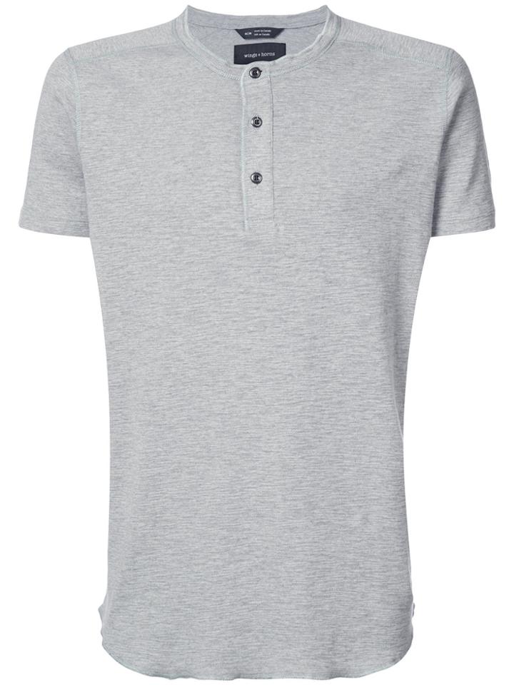 Wings+horns Henley T-shirt - Grey