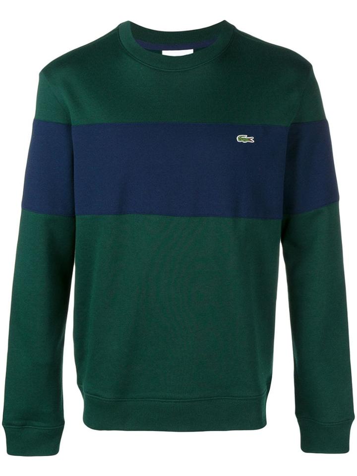 Lacoste Striped Crew Neck Sweater - Green