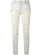 Pierre Balmain - Distressed Biker Jeans - Women - Cotton/spandex/elastane - 25, Blue, Cotton/spandex/elastane