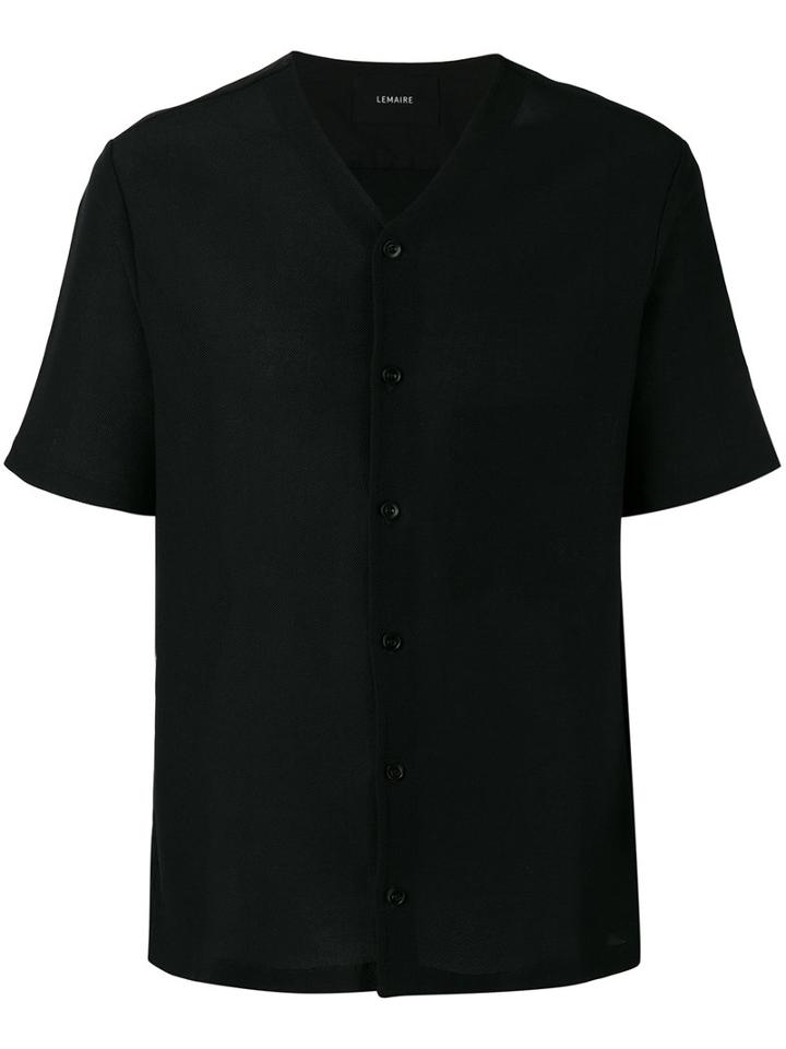 Lemaire V Neck Shirt, Men's, Size: Large, Black, Cotton