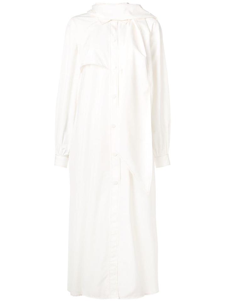 Ganni Long Tie Neck Shirt - White