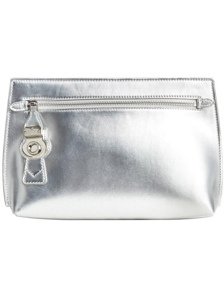 Burberry Embossed Logo Pouch - Metallic