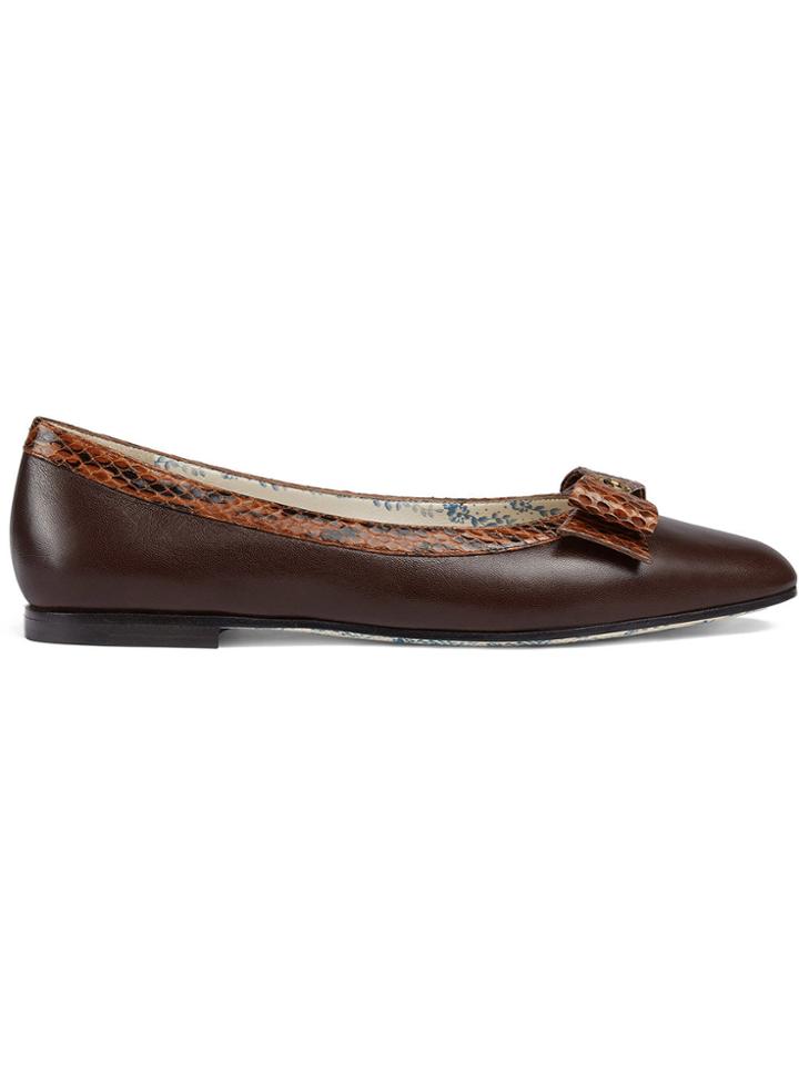Gucci Brown Leather Ballet Flats